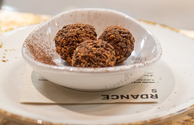 Brigadeiro dessert served in a ceramic bowl at Concordance Ferments