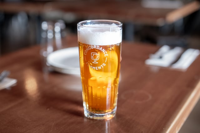 Continental Pils, a pale lager poured in a Concordance Ferments glass